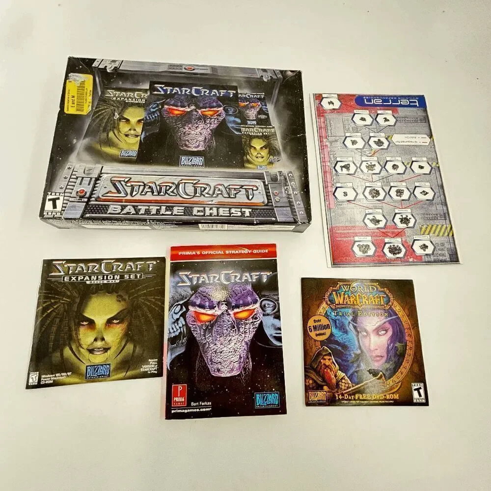 StarCraft Battle Chest Big Box PC Game Expansion Pack 1999 No Games Some Inserts